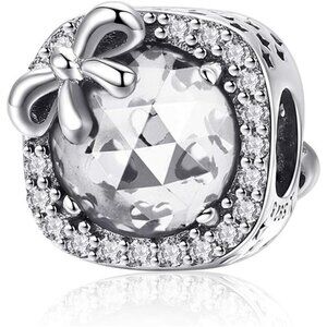 Birthstone Charm Fit for Charms Bracelet Bowknot Birthday Crystal